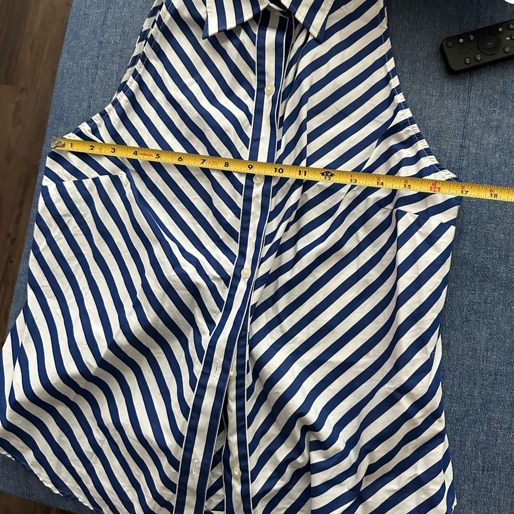 Ralph Lauren white & blue striped sleeveless button up blouse sz-14 - Picture 7 of 10